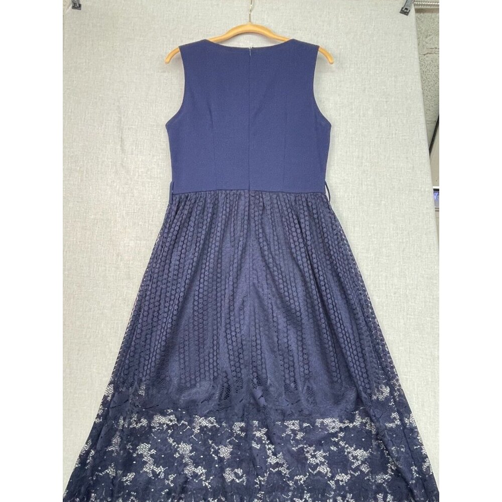 Women's Sleeveless Navy Blue Lace Midi Dress, Size - Picture 8 of 8